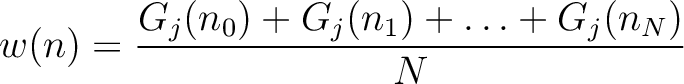 $\displaystyle w(n)=\frac{G_j(n_0) + G_j(n_1) + \ldots + G_j(n_N)}{N}$